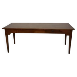Table de salle à manger de ferme française rustique en chêne antique, datant de la fin du 19ème siècle.