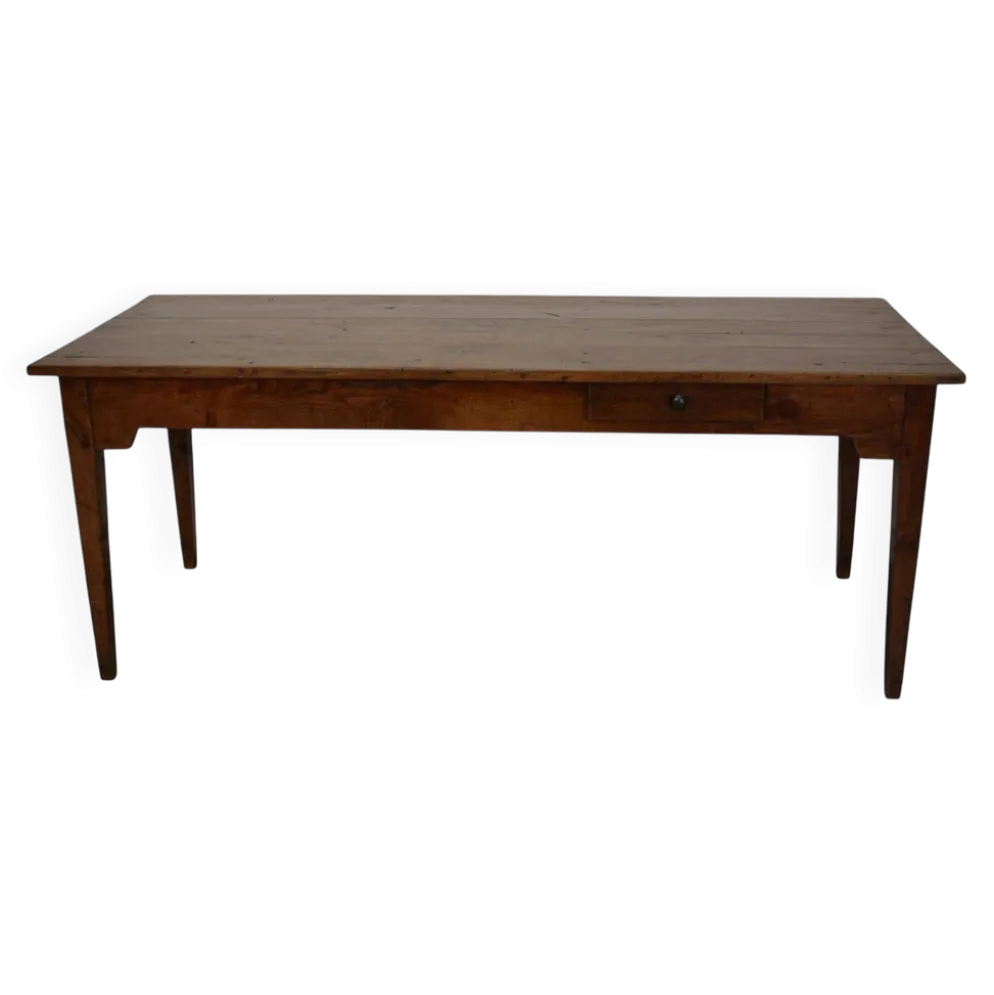 Table de salle à manger de ferme française rustique en chêne antique, datant de la fin du 19ème siècle.