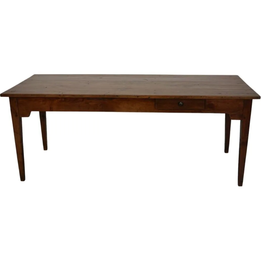 Table de salle à manger de ferme française rustique en chêne antique, datant de la fin du 19ème siècle.