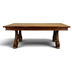 Table de salle à manger de style Renaissance en chêne piètement lyre