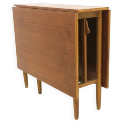 Table de salle à manger en teck à battants, "Pedro" K-O Westberg, Suède, 1950