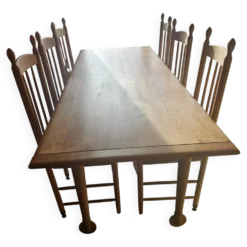 Table de salle à manger et 6 chaises en merisier massif - Roche Bobois
