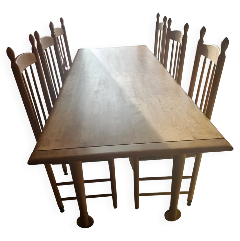 Table de salle à manger et 6 chaises en merisier massif - Roche Bobois