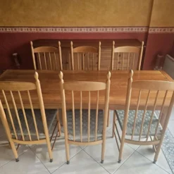 Table de salle à manger et 6 chaises en merisier massif - Roche Bobois