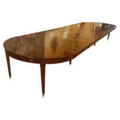 Table de salle à manger extensible d'époque Louis XVI en acajou à bandeau d