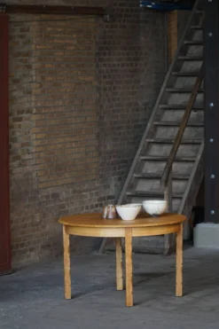 Table de salle à manger ronde en Oak du milieu du siècle avec trois rallonges, modernité danoise, années 1960