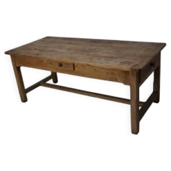 Table de salle à manger rustique française du XVIIIe siècle en vieux orme, style ferme