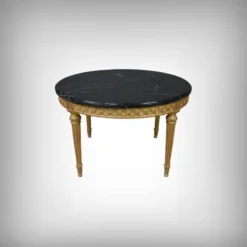Table de Salon en Marbre & Bois Doré à l’Or fin, style Louis XVI – Milieu XXe