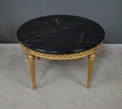 Table de Salon en Marbre & Bois Doré à l’Or fin, style Louis XVI – Milieu XXe