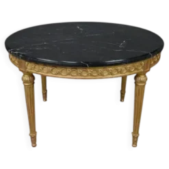 Table de Salon en Marbre & Bois Doré à l’Or fin, style Louis XVI – Milieu XXe
