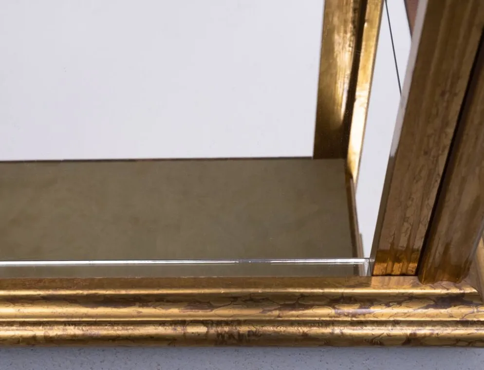 Table de service en laiton classique avec miroir, style Hollywood Regency, années 1970, France.