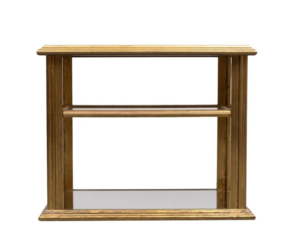 Table de service en laiton classique avec miroir, style Hollywood Regency, années 1970, France.