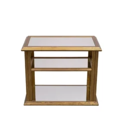 Table de service en laiton classique avec miroir, style Hollywood Regency, années 1970, France.