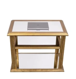 Table de service en laiton classique avec miroir, style Hollywood Regency, années 1970, France.