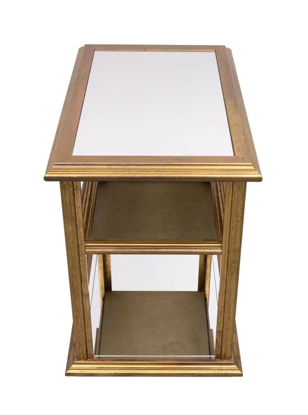 Table de service en laiton classique avec miroir, style Hollywood Regency, années 1970, France.