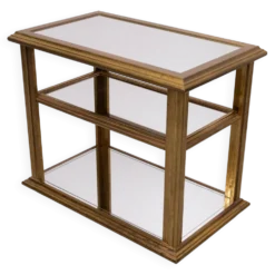 Table de service en laiton classique avec miroir, style Hollywood Regency, années 1970, France.