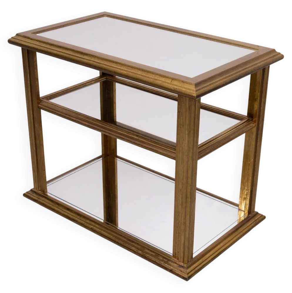 Table de service en laiton classique avec miroir, style Hollywood Regency, années 1970, France.