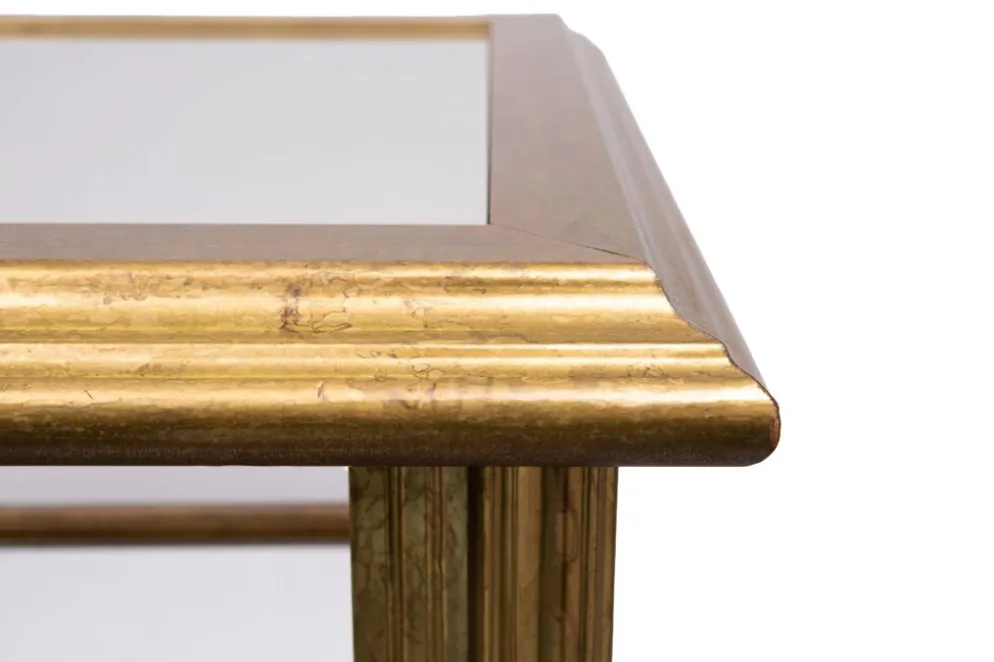 Table de service en laiton classique avec miroir, style Hollywood Regency, années 1970, France.