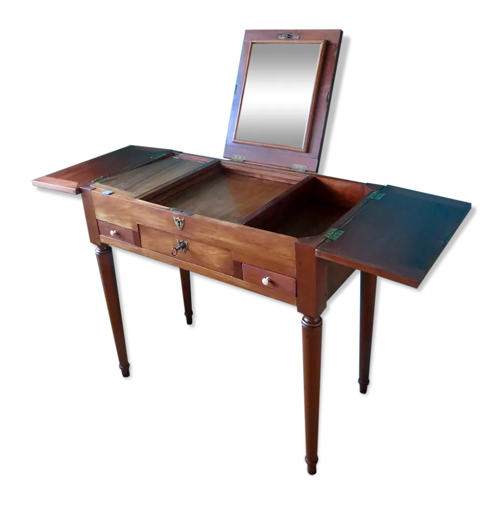 Table de toilette d'époque, fin XVIIIè en merisier massif, France vers 1770