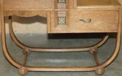 Table de toilette en chêne blanchi Art Déco avec tabouret Heal's