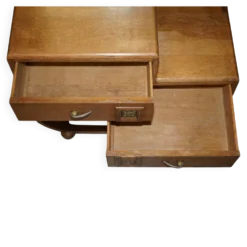 Table de toilette en chêne blanchi Art Déco avec tabouret Heal's