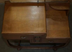 Table de toilette en chêne blanchi Art Déco avec tabouret Heal's