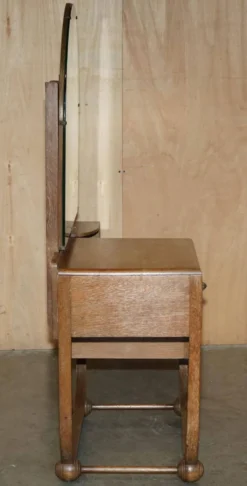 Table de toilette en chêne blanchi Art Déco avec tabouret Heal's