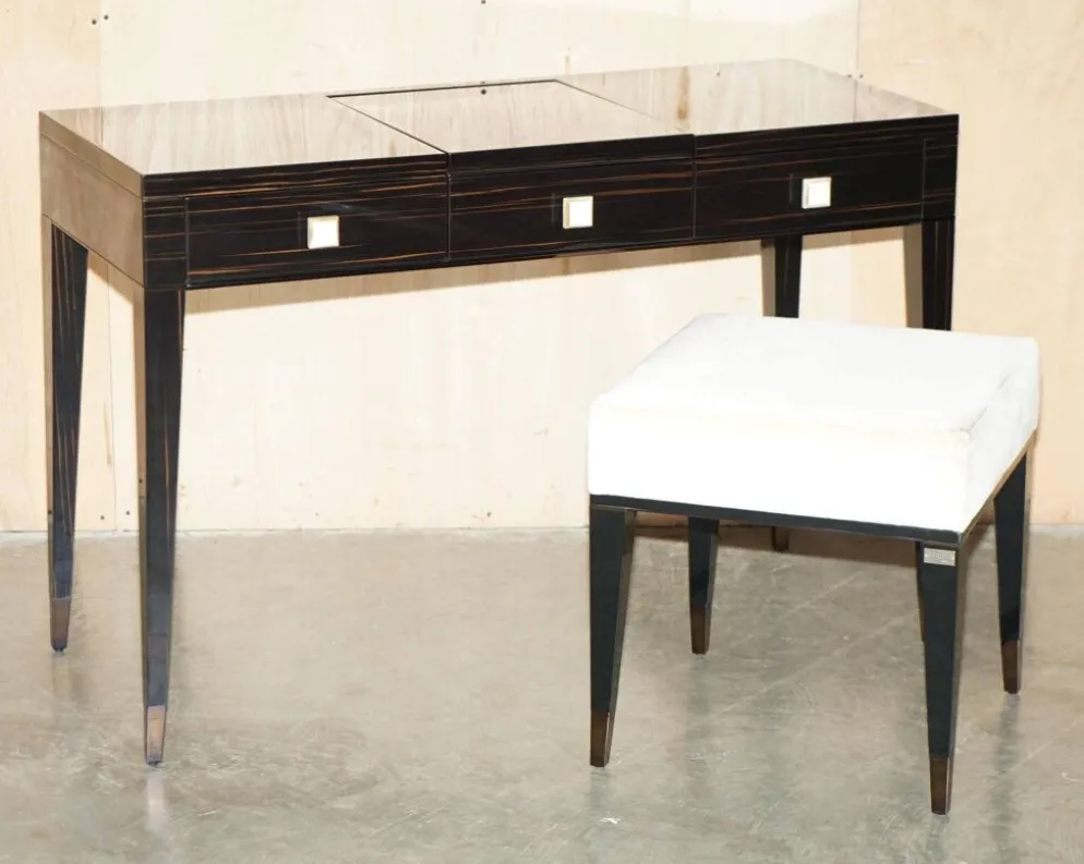 Table de toilette et tabouret Nascondino Fendi Casa en ébène Macassar