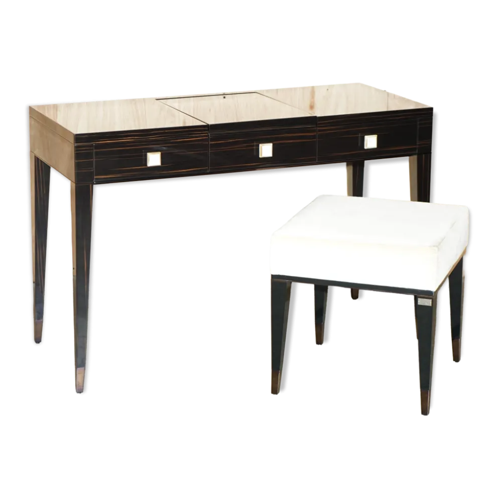 Table de toilette et tabouret Nascondino Fendi Casa en ébène Macassar