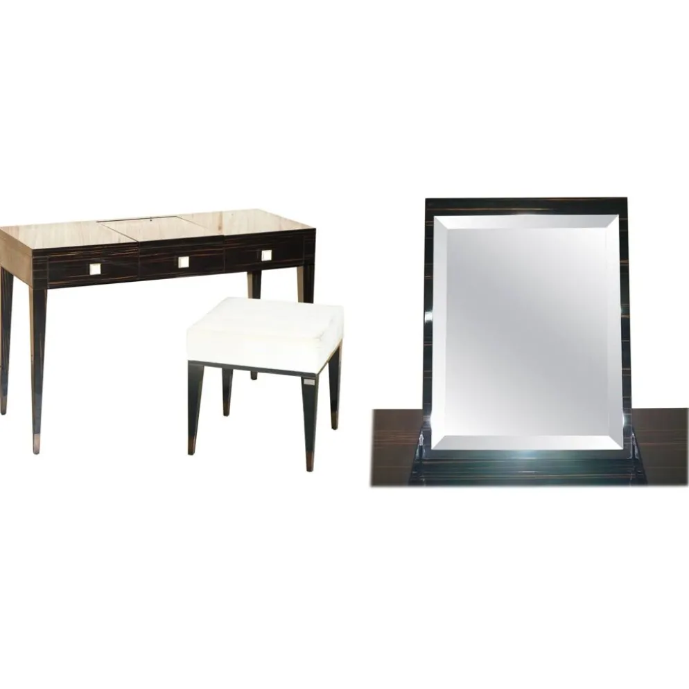 Table de toilette et tabouret Nascondino Fendi Casa en ébène Macassar