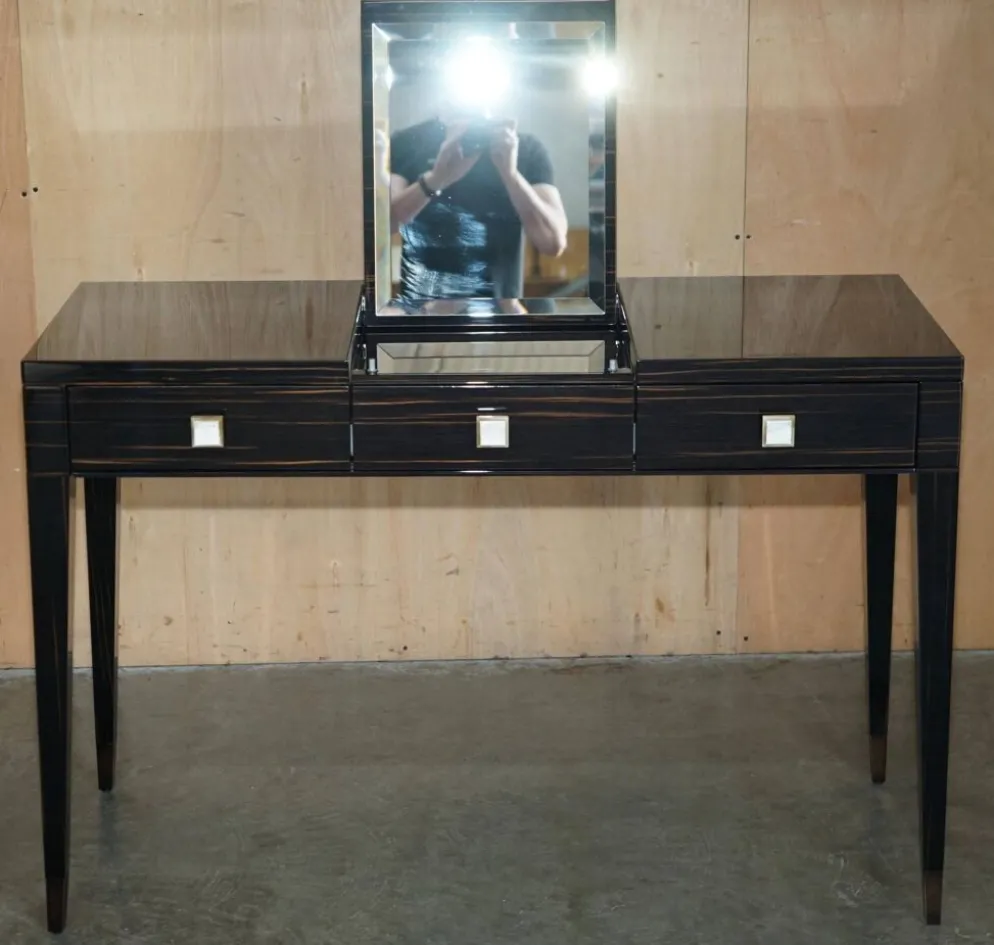 Table de toilette et tabouret Nascondino Fendi Casa en ébène Macassar