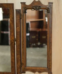 Table de toilette gothique en noyer Burr & Burl avec ferrures en laiton
