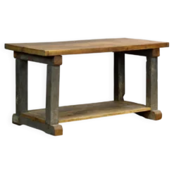 Table de travail en chêne industriel, vers 1950