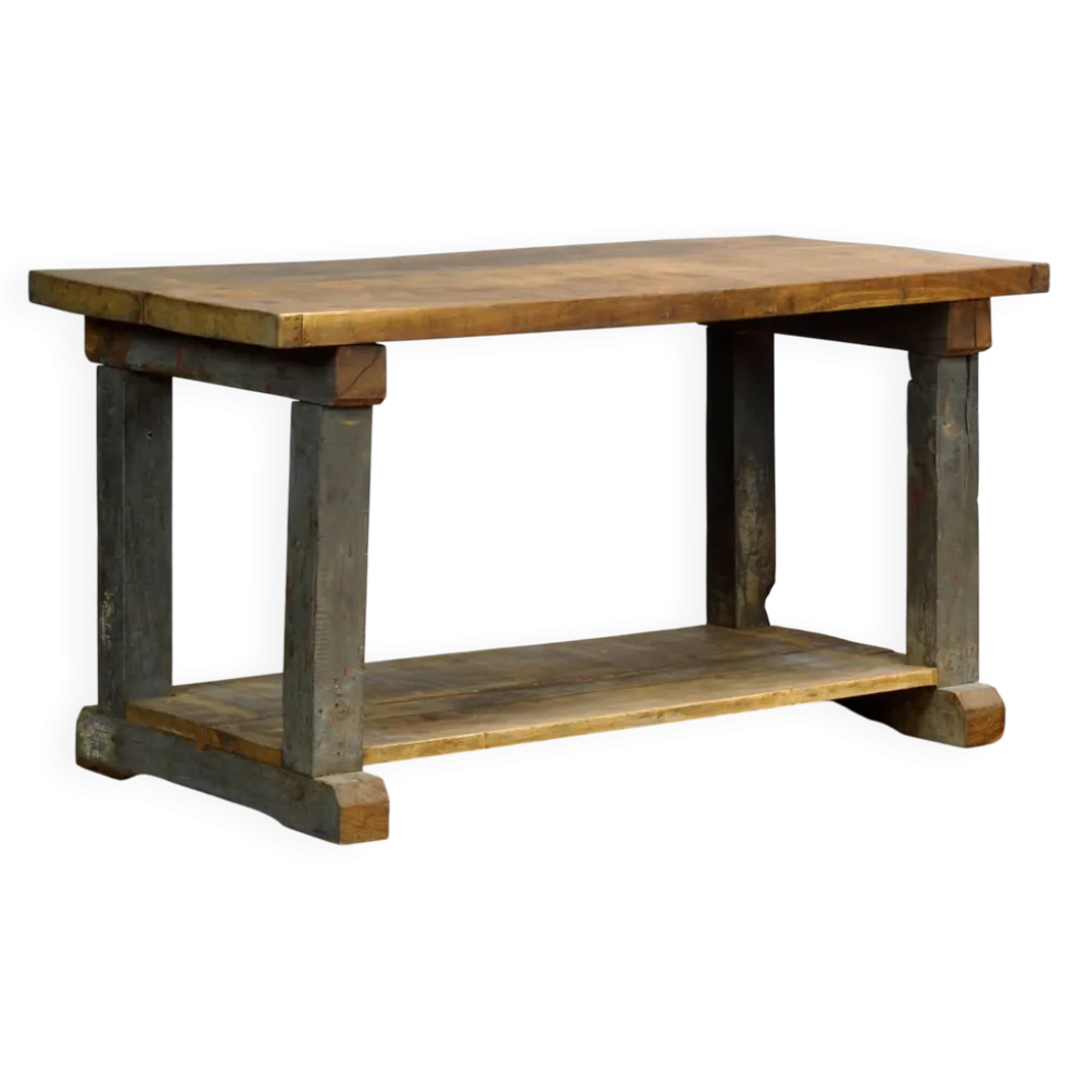 Table de travail en chêne industriel, vers 1950