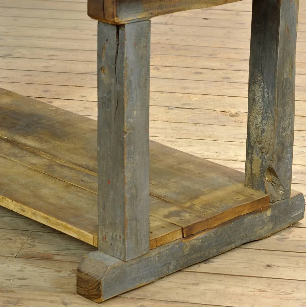 Table de travail en chêne industriel, vers 1950