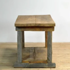 Table de travail en chêne industriel, vers 1950