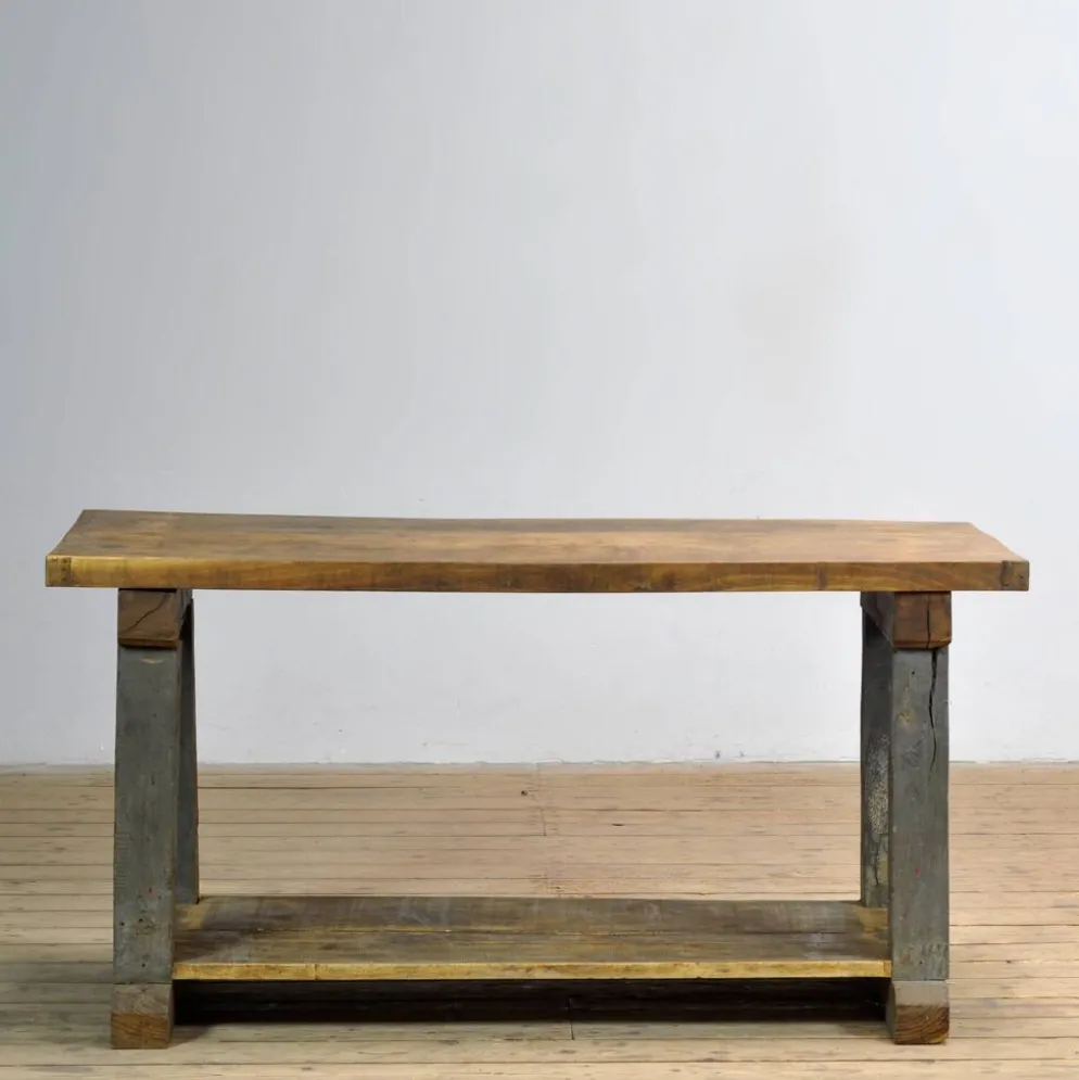 Table de travail en chêne industriel, vers 1950