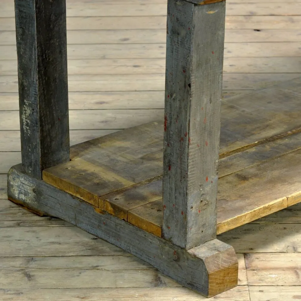 Table de travail en chêne industriel, vers 1950