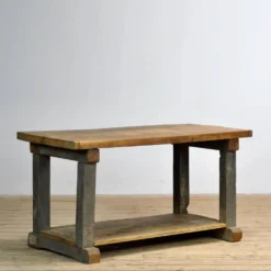 Table de travail en chêne industriel, vers 1950