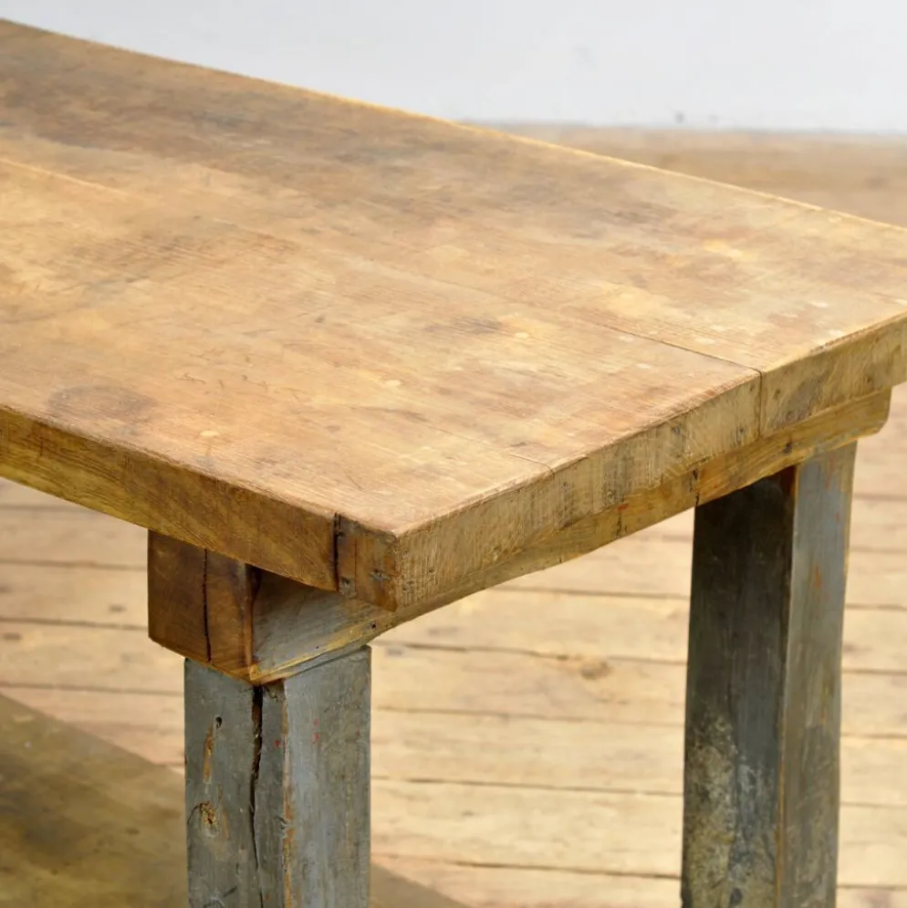 Table de travail en chêne industriel, vers 1950