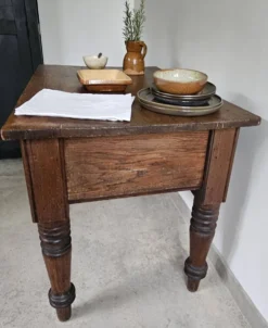 Table de travail française rustique antique de ferme, îlot Louis Philippe