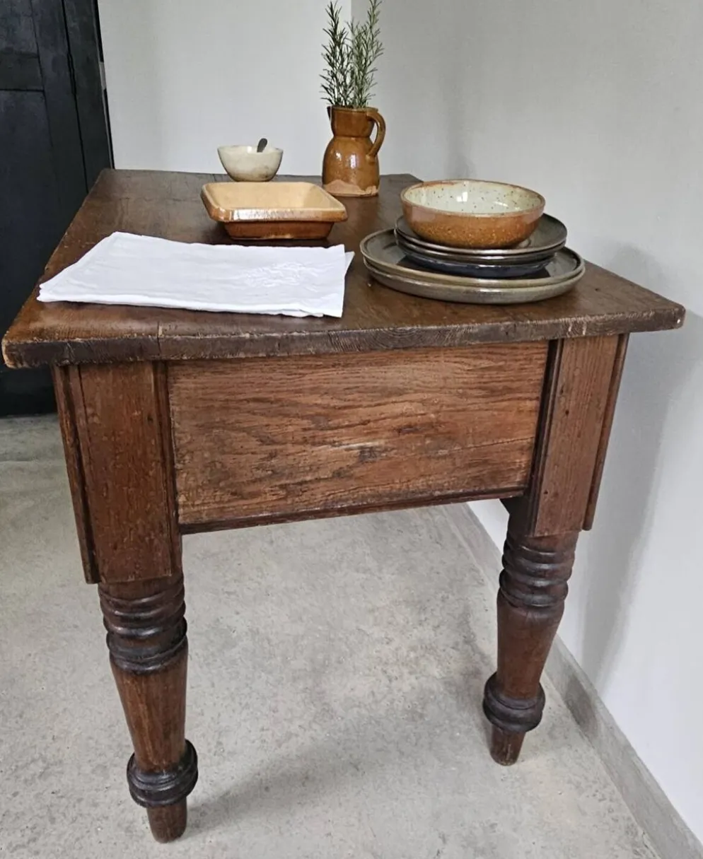 Table de travail française rustique antique de ferme, îlot Louis Philippe