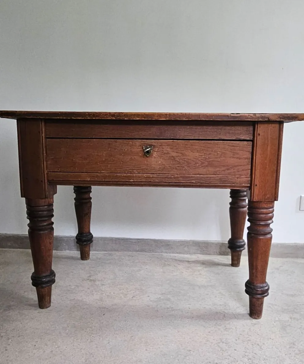 Table de travail française rustique antique de ferme, îlot Louis Philippe