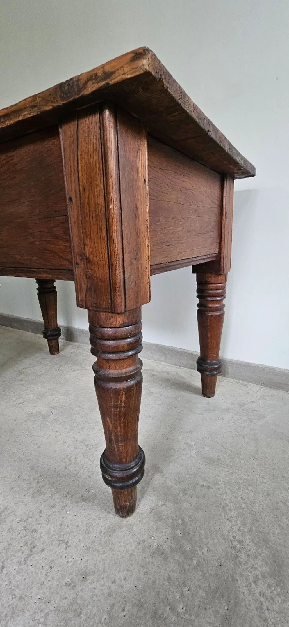 Table de travail française rustique antique de ferme, îlot Louis Philippe