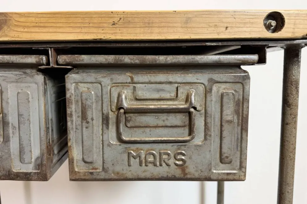 Table de travail industrielle vintage sur roues, années 1960