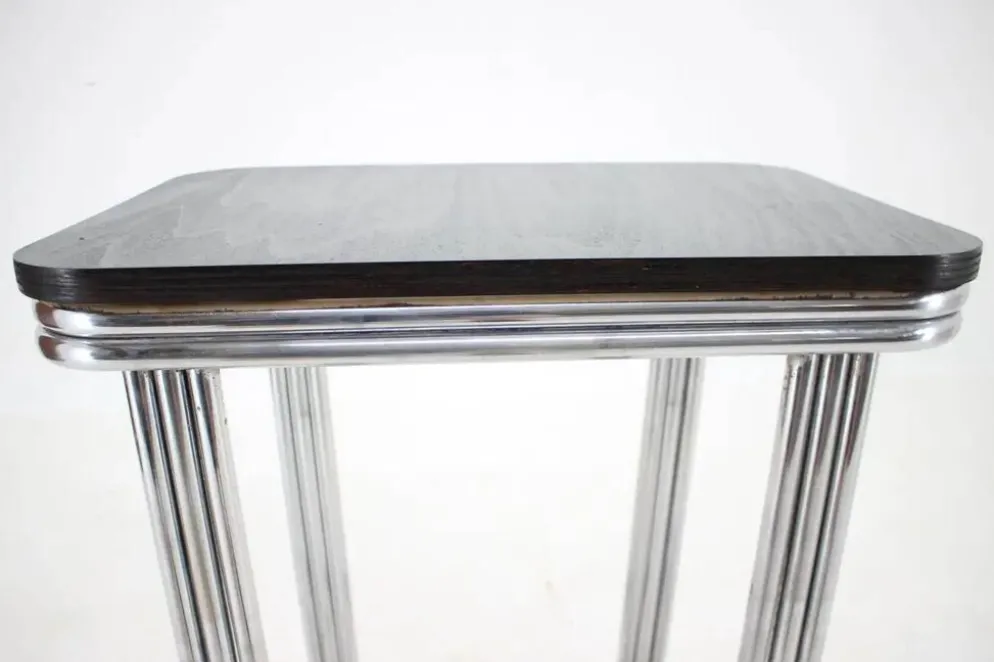 Table en acier tubulaire chromé Bauhaus Art Déco, années 1930