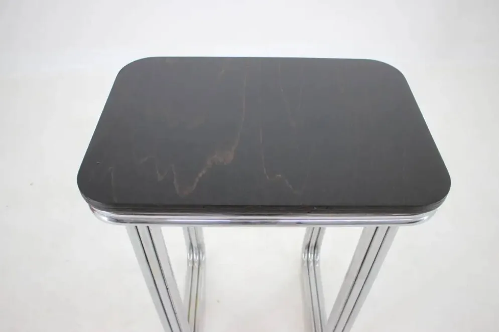 Table en acier tubulaire chromé Bauhaus Art Déco, années 1930