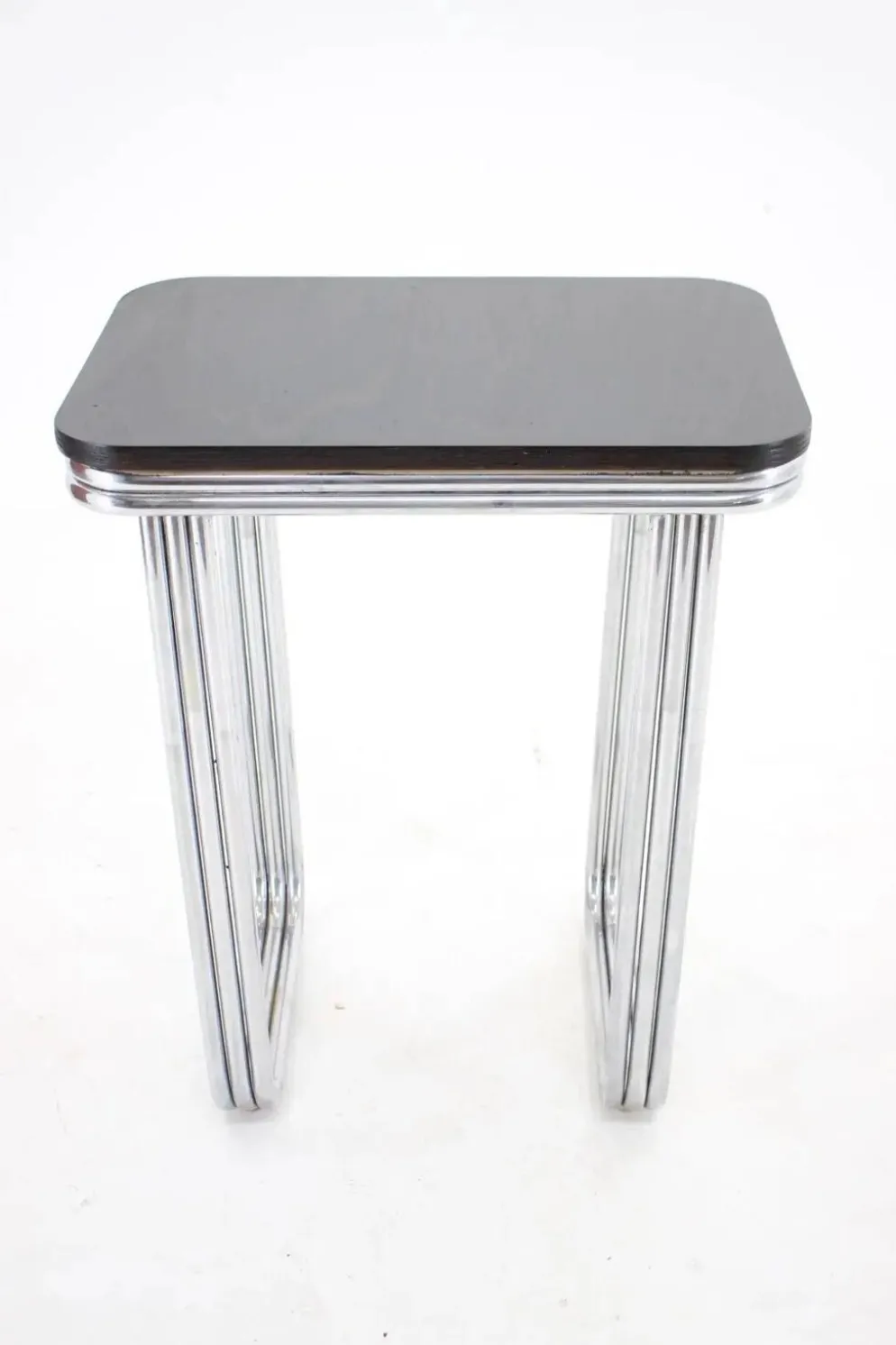 Table en acier tubulaire chromé Bauhaus Art Déco, années 1930