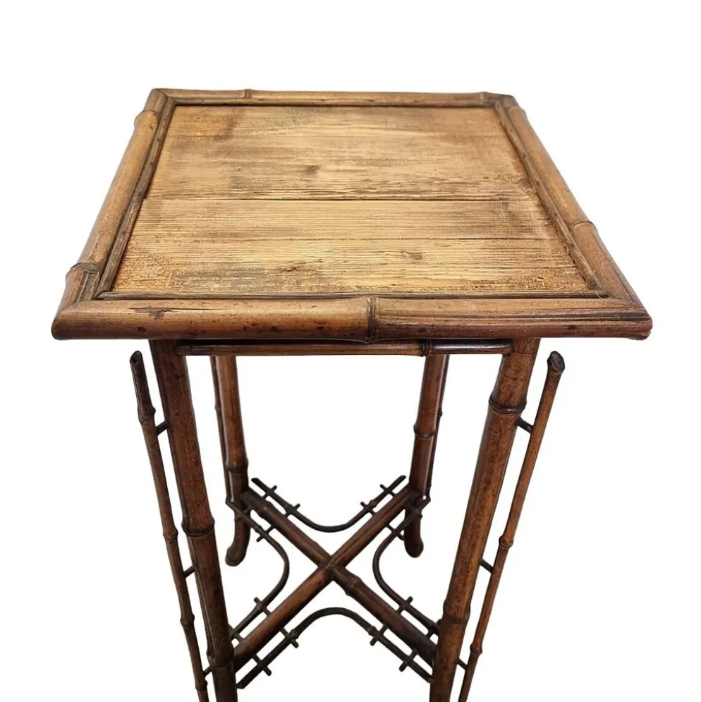 Table en bambou français Art Nouveau, fin des années 1800