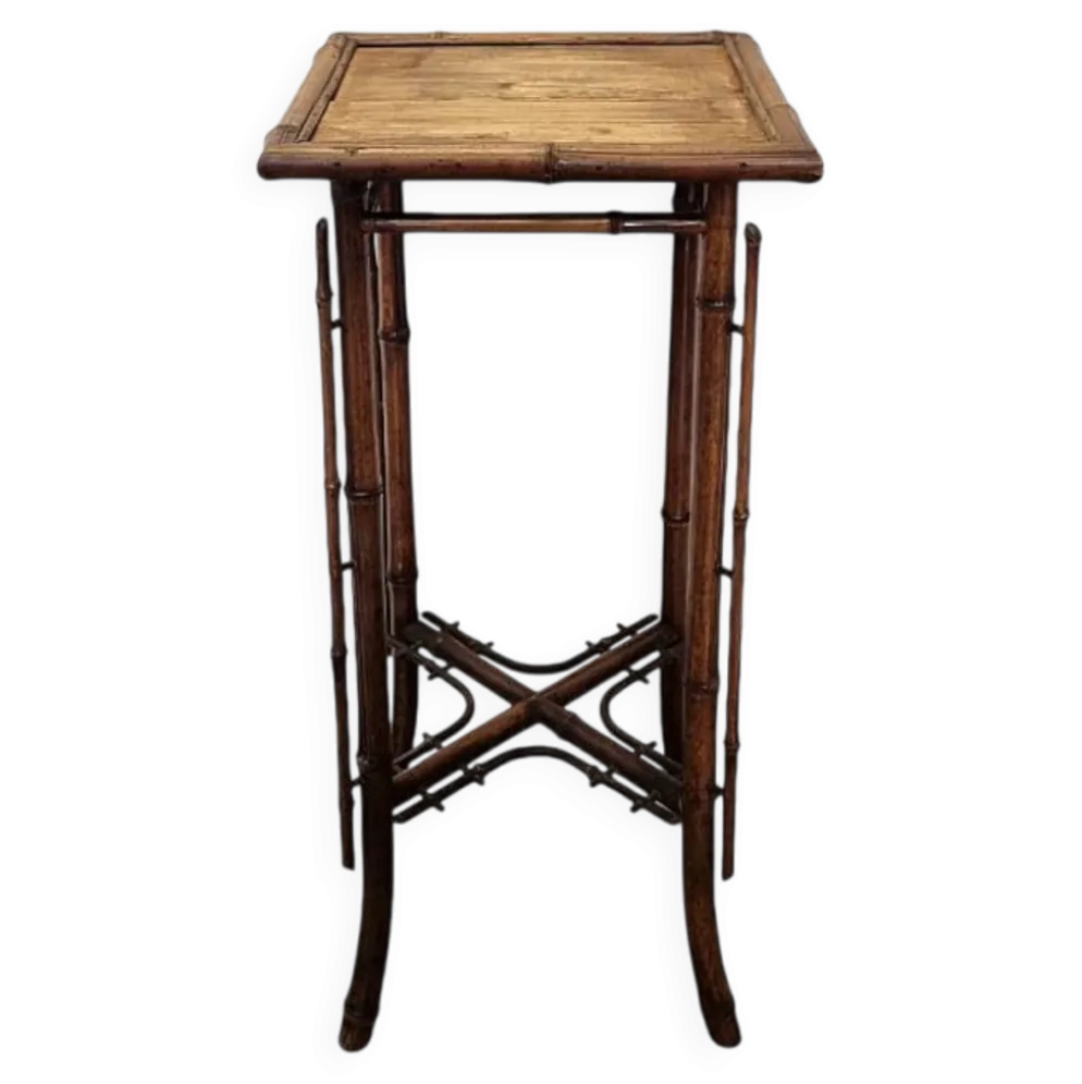 Table en bambou français Art Nouveau, fin des années 1800